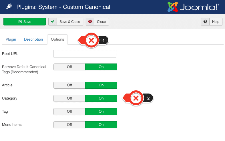 การตั้งค่า extension canonical Tag ใน joomla