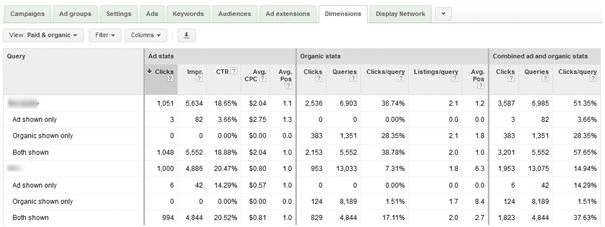 ตัวอย่าง Paid and Organic Report