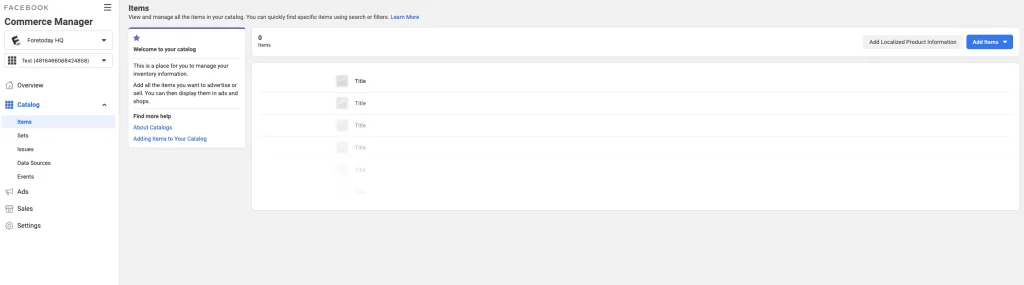 ForeToday - Facebook Commerce Manager